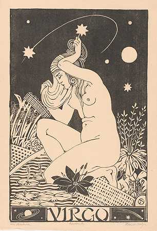 女子星座`Sterrenbeeld maagd (1880 ~ 1920) by Henri van der Stok