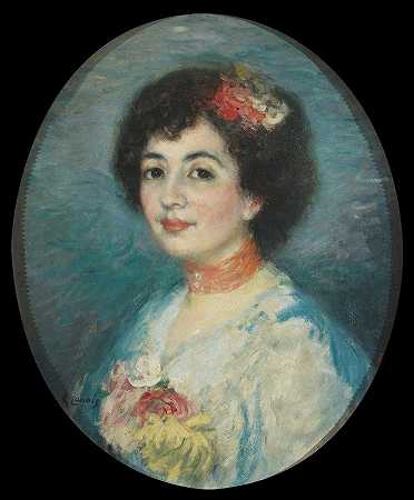 艺术家阿穆鲁克斯夫人的肖像她嫂子`Portrait of Mrs Amouroux, the Artists Sister~in~Law (circa 1903) by Ricard Canals i Llambí