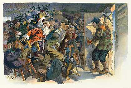 在采矿营地过圣诞节`Christmas in a mining camp (1912) by Will Crawford
