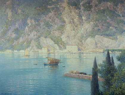里瓦港`Port De Riva (1926) by Henry Brokman