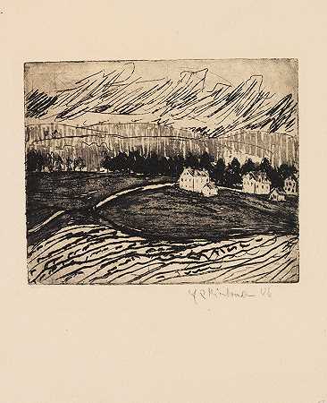俄勒冈州的农场和房屋`Acker und Häuser im Erzgebirge (1906) by Ernst Ludwig Kirchner
