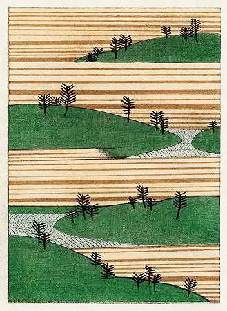 风景插画`Landscape illustration by Watanabe Seitei