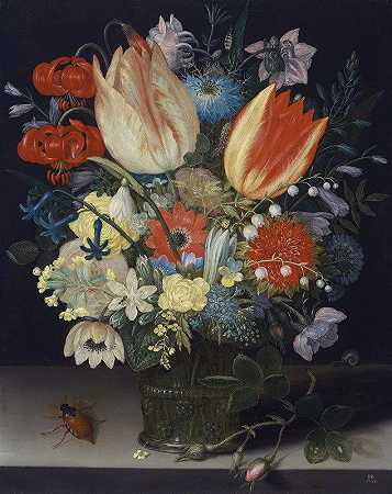 彼得·比诺伊特的《郁金香静物》`Still Life with Tulips (1623) by Peter Binoit