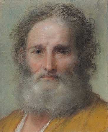 胡子男人的头`Head of a Bearded Man (1715) by Benedetto Luti