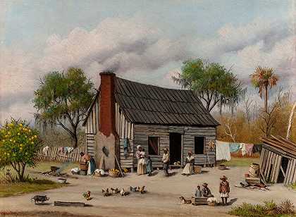佃农们聚集在院子里`Sharecroppers Gathering in the Yard by William Aiken Walker