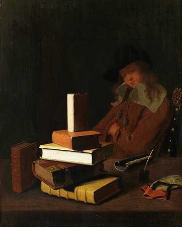 康斯坦丁·弗霍特的《熟睡的学生》`The Sleeping Student (1663) by Constantin Verhout