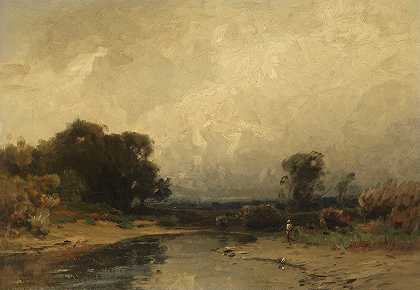 上巴伐利亚风景区`Oberbayrische Landschaft (Ca. 1870~90) by Ludwig Willroider