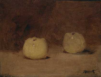 《带两个苹果的静物》，埃杜阿德·马内著`Still Life with Two Apples (ca. 1880) by Édouard Manet