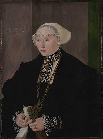 玛丽亚·基茨彻的肖像，冯·弗雷伯格夫人`Portrait of Maria Kitscher, Frau von Freyberg (1545) by Hans Mielich