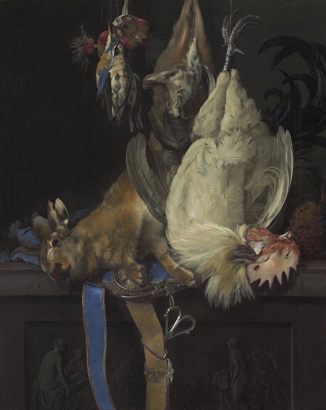 Willem van Aelst的《死神游戏静物》`Still Life with Dead Game (1661) by Willem van Aelst