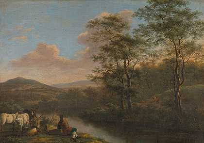 意大利风景与休息牧人`Italian Landscape with Resting Herdman (1650 ~ 1692) by Willem de Heusch