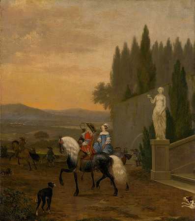 出发去狩猎`Departure To The Hunt (1674) by Hendrick Ten Oever