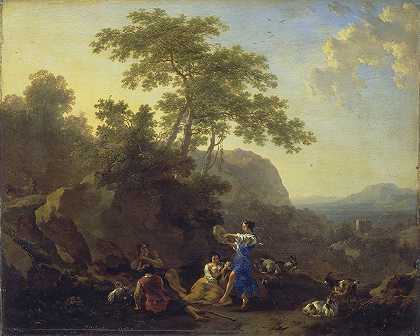 音乐牧羊女`The Musical Shepherdess (1658) by Nicolaes Pietersz. Berchem