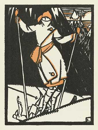 雪运动服装D冬季，EN阿格内拉德罗迪埃`Les Neiges ; Costume pour les sports dhiver, enagnella de Rodier (1920) by Maurice Leroy