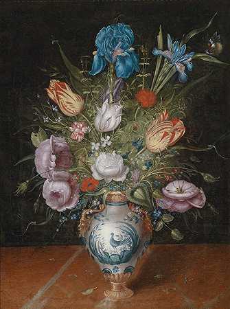 彼得·比诺伊特的一束郁金香花`A bouquet of flowers with Tulips by Peter Binoit