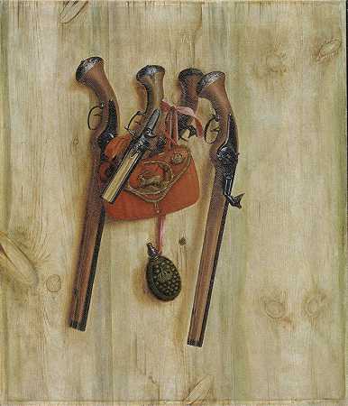 欺骗L手枪眼`Trompe Loeil With Pistols (1672) by Cornelius Norbertus Gijsbrechts