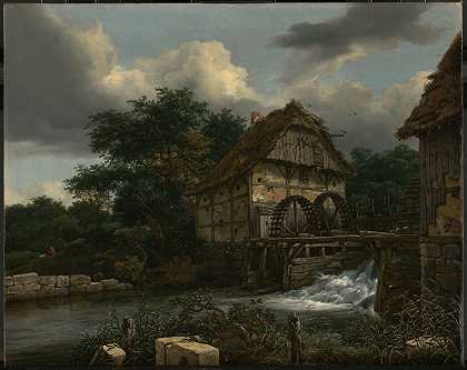 两座水车和一座敞开式水闸`Two Watermills and an Open Sluice by Jacob van Ruisdael