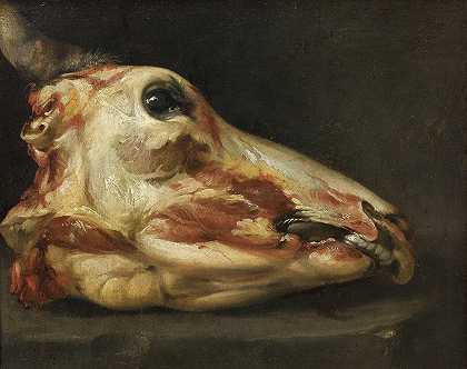 菲利斯·博塞利的剥皮牛头`Skinned Head Of An Ox (1688 – 1691) by Felice Boselli