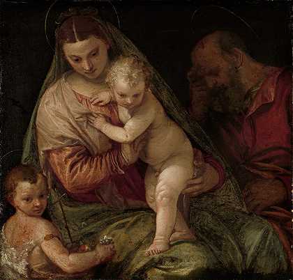 圣家庭与年轻的圣约翰`Holy Family with Young Saint John (1550 ~ 1575) by Workshop of Paolo Veronese