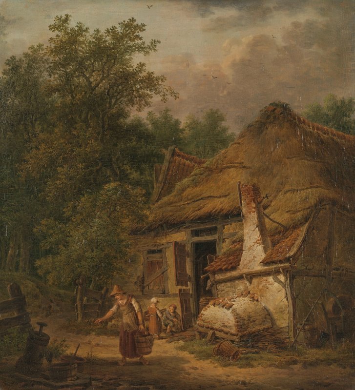 赫尔沃特附近的农舍`Farmhouse near Helvoirt (1814 ~ 1816) by Pieter Pietersz. Barbiers