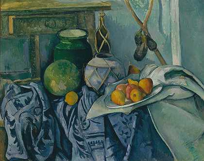 保罗·塞尚（Paul Cézanne）的《姜罐茄子静物》`Still Life with a Ginger Jar and Eggplants (1893–94) by Paul Cézanne