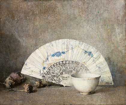 艾米尔·卡尔森的粉丝`The Fan (c.1919) by Emil Carlsen