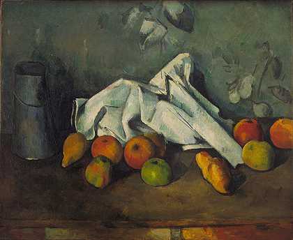 保罗·塞尚的牛奶罐和苹果`Milk Can and Apples (from 1879 until 1880) by Paul Cézanne