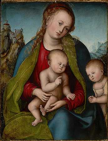 圣母玛利亚和圣约翰`Virgin Mary with the Child and Saint John the Baptist by Lucas Cranach the Elder