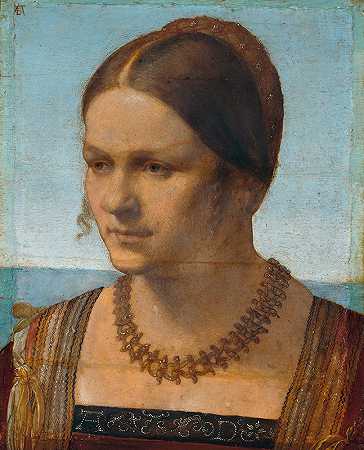 一位年轻的威尼斯女子的肖像`Portrait of a young Venetian woman (1506) by Albrecht Dürer