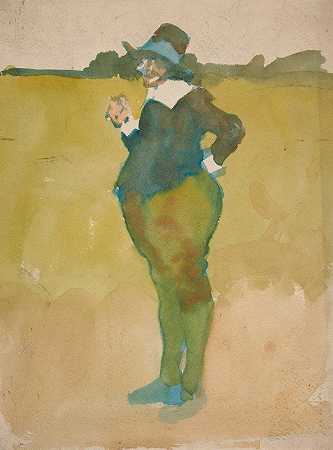 风景中的胖子`Fat man in landscape by Edwin Austin Abbey