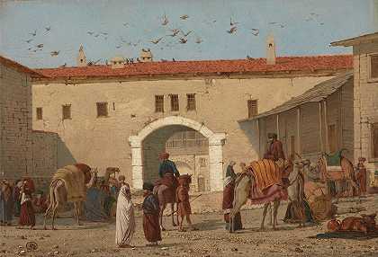 小亚细亚迈拉萨的商队`Caravanserai at Mylasa in Asia Minor by Richard Dadd
