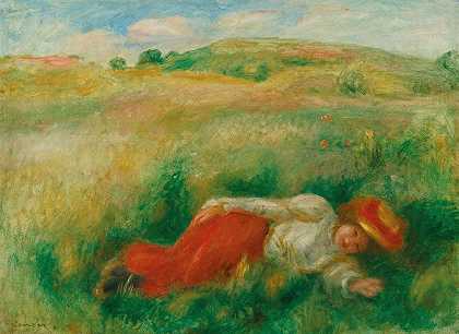 女人躺在L草`Femme Couchée Dans Lherbe by Pierre-Auguste Renoir