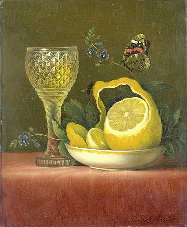 玛丽娅·玛格丽塔·范奥斯的《柠檬与切玻璃静物》`Still Life with Lemon and Cut Glass (1823 ~ 1826) by Maria Margaretha van Os