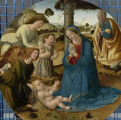 对基督孩子的崇拜`The Adoration of the Christ Child (c. 1485 ~ c. 1507) by Cosimo Rosselli