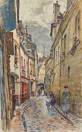 查诺内斯街，1905年。第四区`Rue Chanoinesse, en 1905. 4ème arrondissement (1905) by Frédéric Houbron