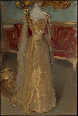 埃德温·奥斯汀·艾比为爱德华七世加冕礼设计的亚历山德拉女王礼服褶皱研究`Drapery Study of Queen Alexandra’s Dress, for The Coronation of King Edward VII (ca. 1902–1907) by Edwin Austin Abbey