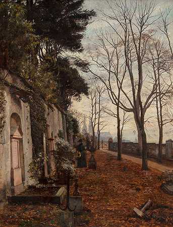 巴塞尔圣奥尔本教堂墓地`St. Alban Church Graveyard, Basel (1890) by Jacob Wagner