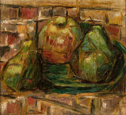 Tadeusz Makowski的《梨的静物生活》`Still life with pears (1914) by Tadeusz Makowski
