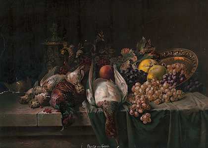 Rene Gronlane的《水果与野味》`Fruits and game (1900) by Rene Gronlane