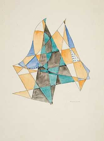 基于帆的抽象，VII`Abstraction Based on Sails, VII (1921) by David Kakabadzé