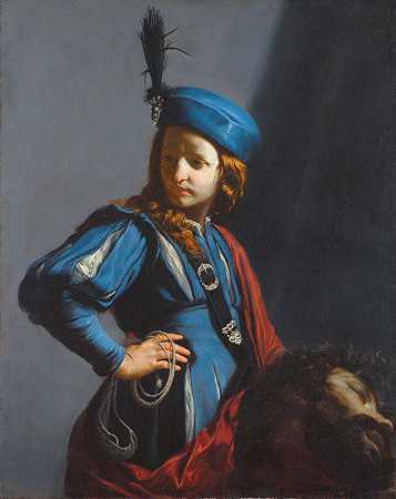 手提哥利亚头颅的大卫`David with the Head of Goliath (about 1645–1650) by Guido Cagnacci