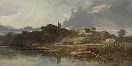 梅德韦的吉林厄姆`Gillingham on the Medway by William James Müller