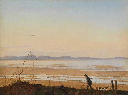 阿雷斯湖旁的一个夜晚`An Evening beside Lake Arresø (ca. 1837) by Johan Thomas Lundbye