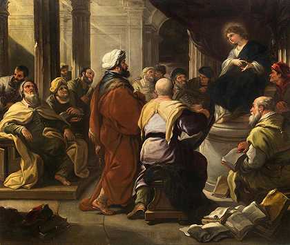 医生中的基督`Christ among the Doctors by Luca Giordano
