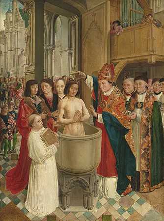 克洛维斯的洗礼`The Baptism of Clovis (c. 1500) by Master of Saint Giles