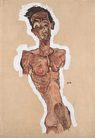 裸体自画像`Nude Self~Portrait (1910) by Egon Schiele