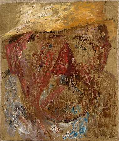 戴草帽的男人的头`Głowa mężczyzny w słomkowym kapeluszu (1930) by Tadeusz Makowski