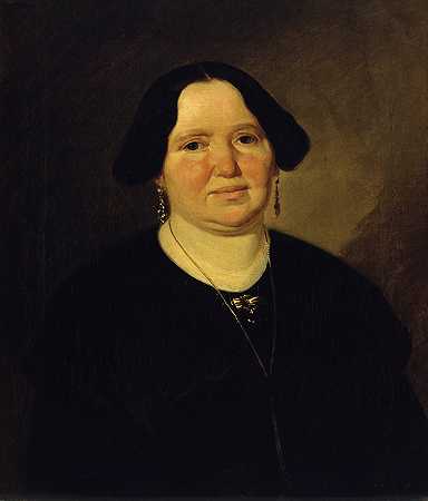 穆勒夫人的肖像`Portrait of Mrs. Müller (circa 1847~1849) by Ludwig Knaus