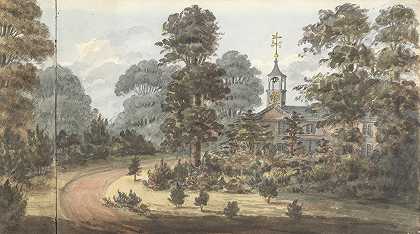 1825年5月24日，在万斯特德格罗夫的门廊`From Portico at Wanstead Grove, May 24, 1825 (1825) by Anne Rushout
