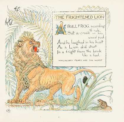 受惊的狮子`The Frightened Lion (1908) by Walter Crane